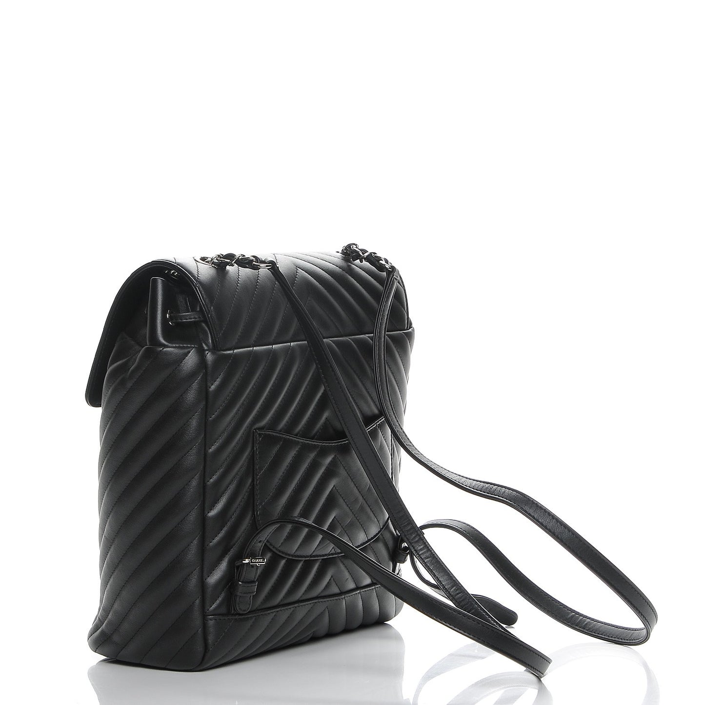 Calfskin Chevron Quilted Large Urban Spirit Backpack Black