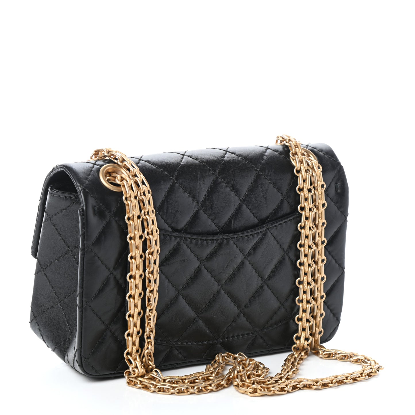 Aged Calfskin Quilted 2.55 Reissue Mini Flap Black