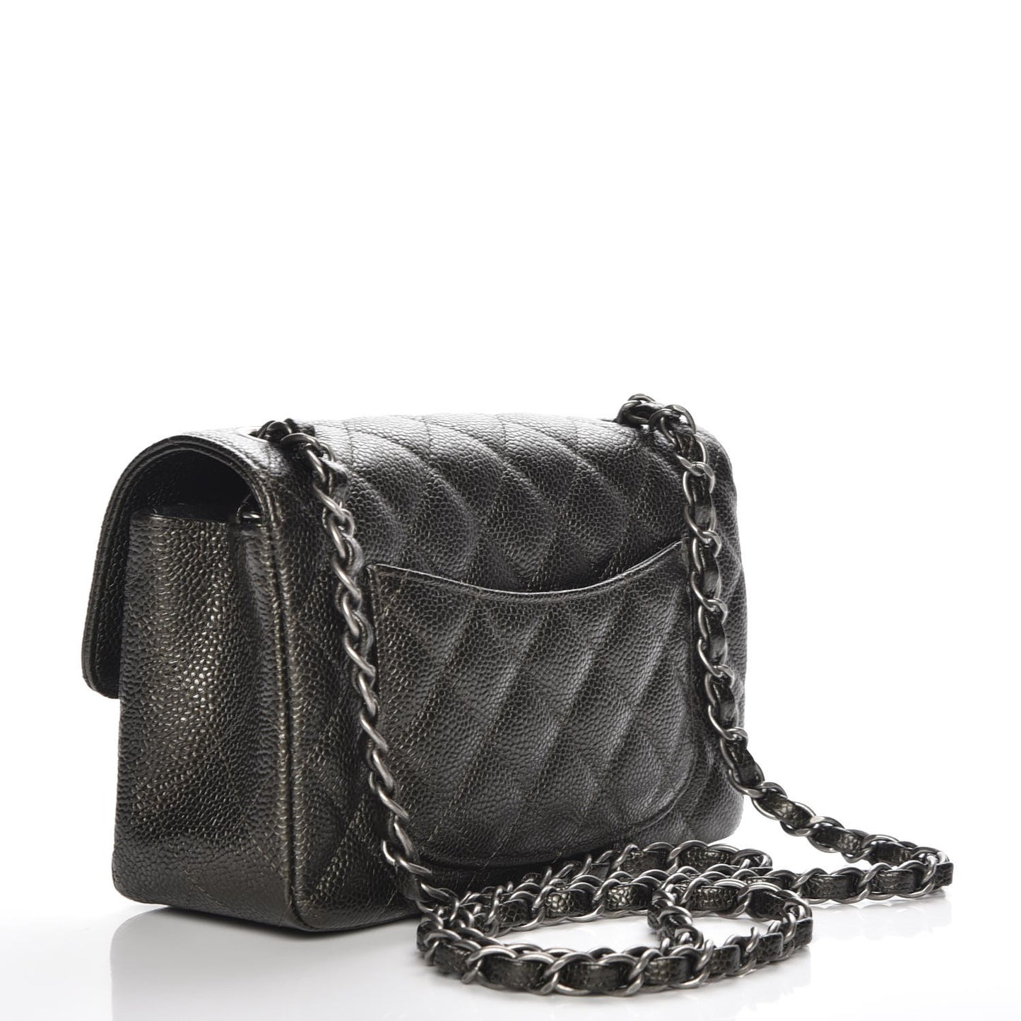Caviar Quilted Mini Rectangular Flap Dark Charcoal