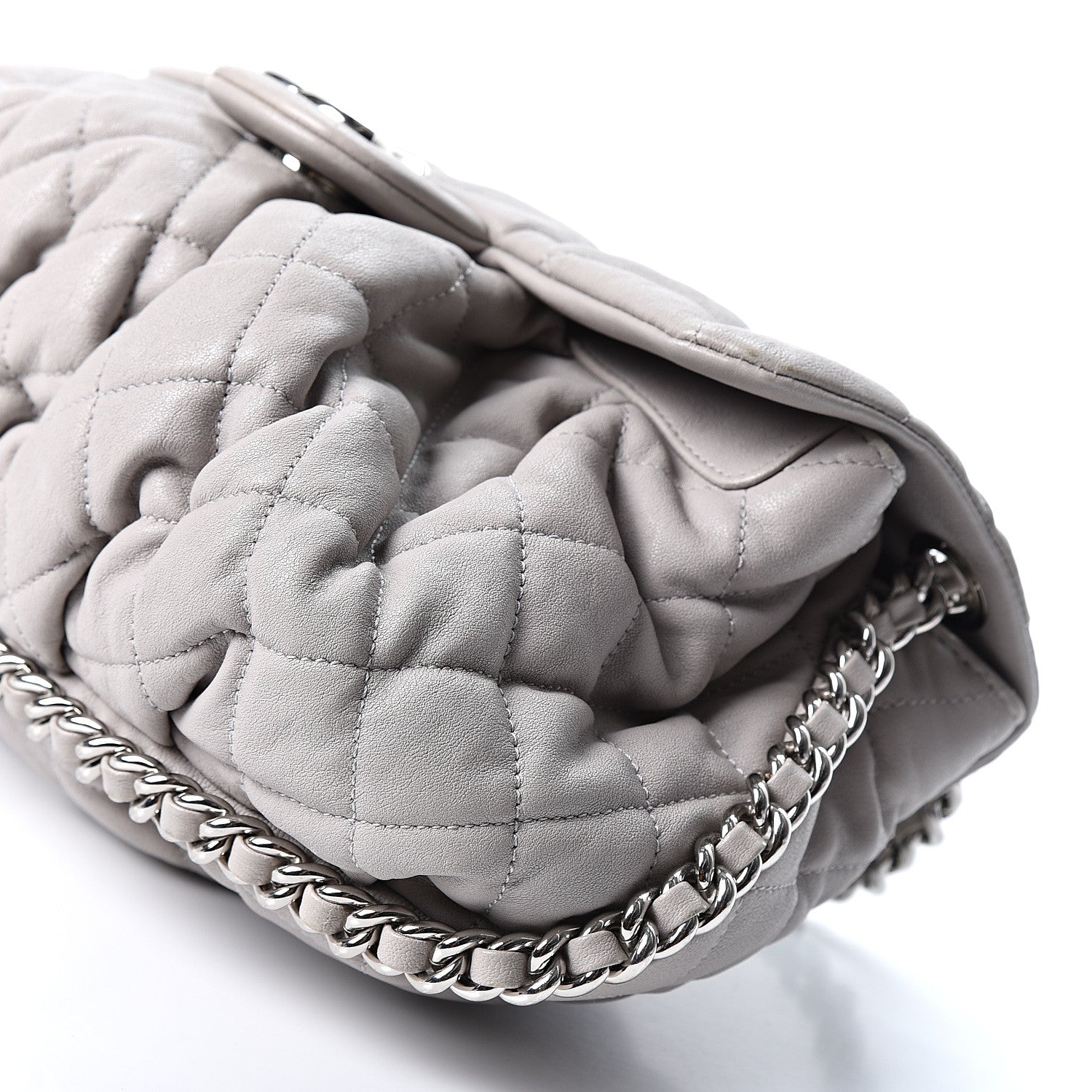 Chanel Washed Lambskin Quilted Medium Chain Around Messenger Grey 10 of 11