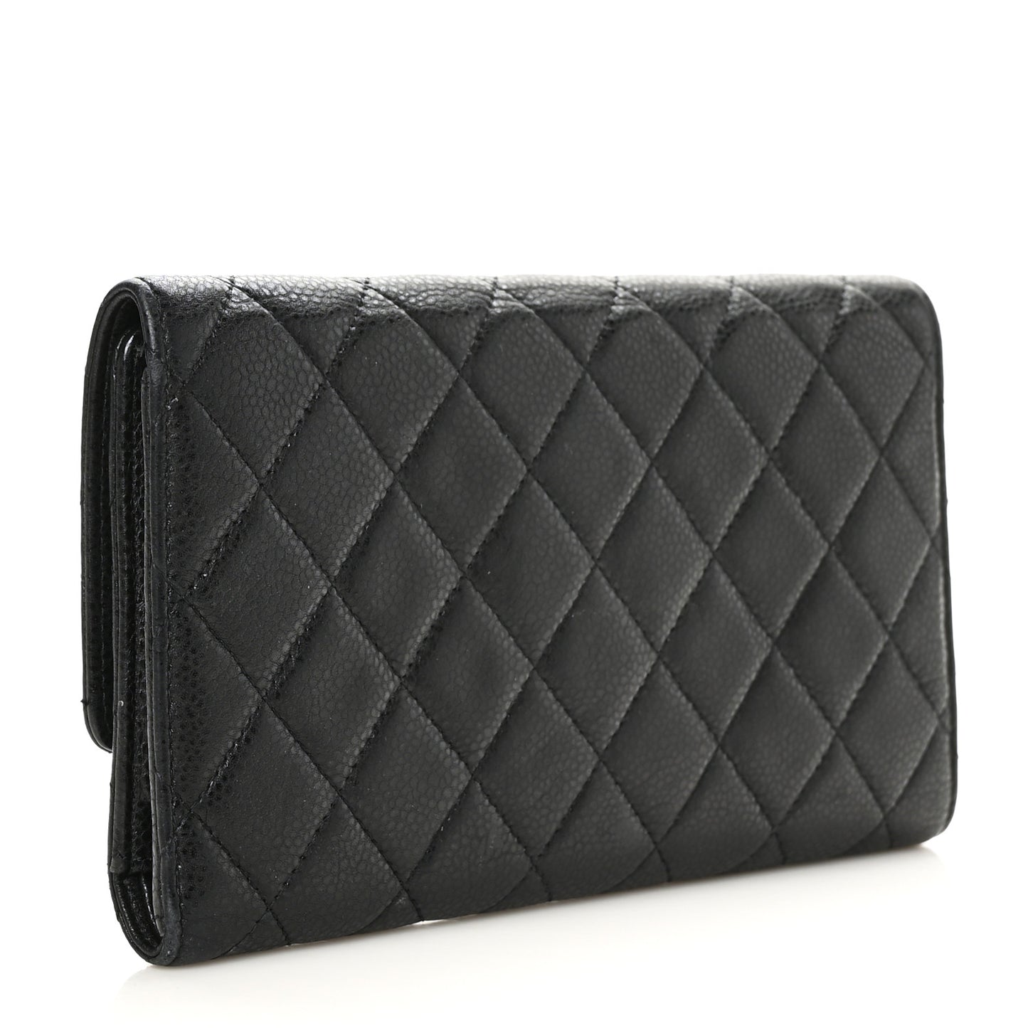 Caviar Quilted Large Flap Wallet Black