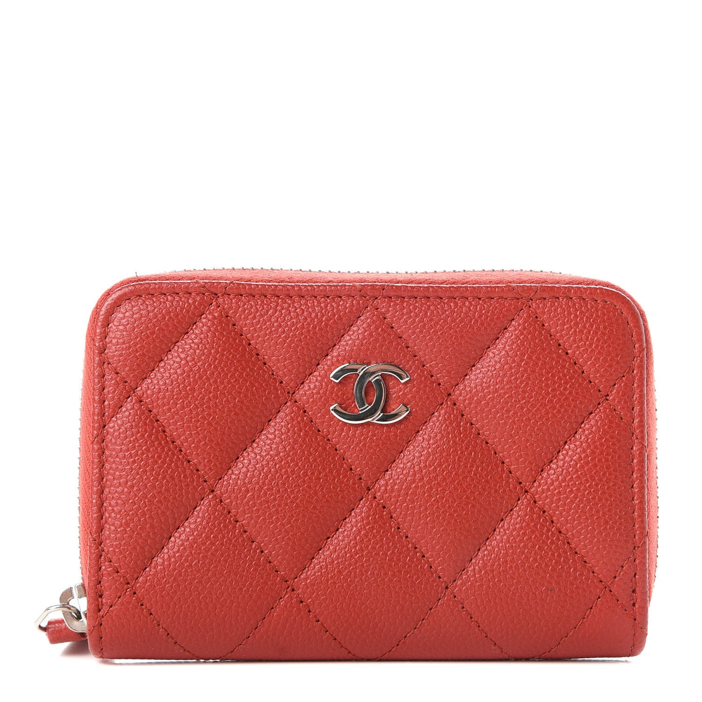 Caviar Quilted Zip Coin Purse Red