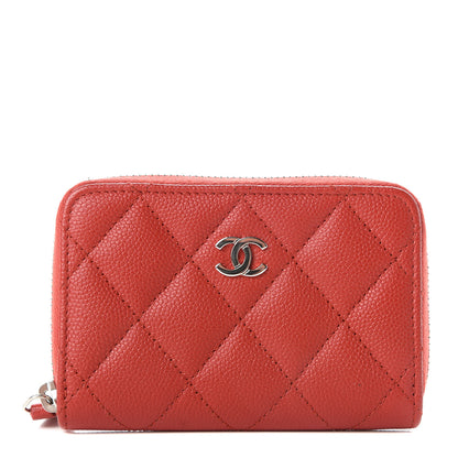 Chanel Caviar Quilted Zip Coin Purse Red 1 of 8