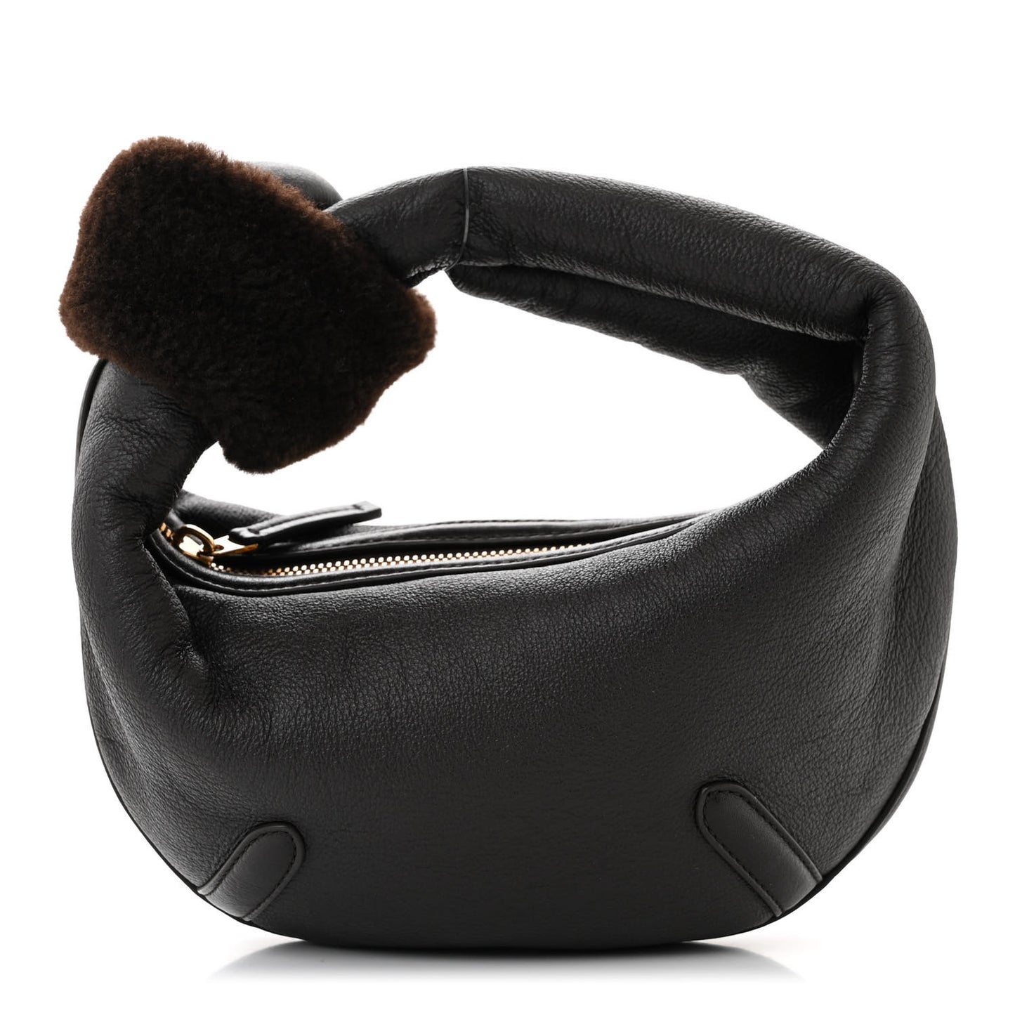 Calfskin Shearling Aviator Mini Jodie Dark Brown Fondant