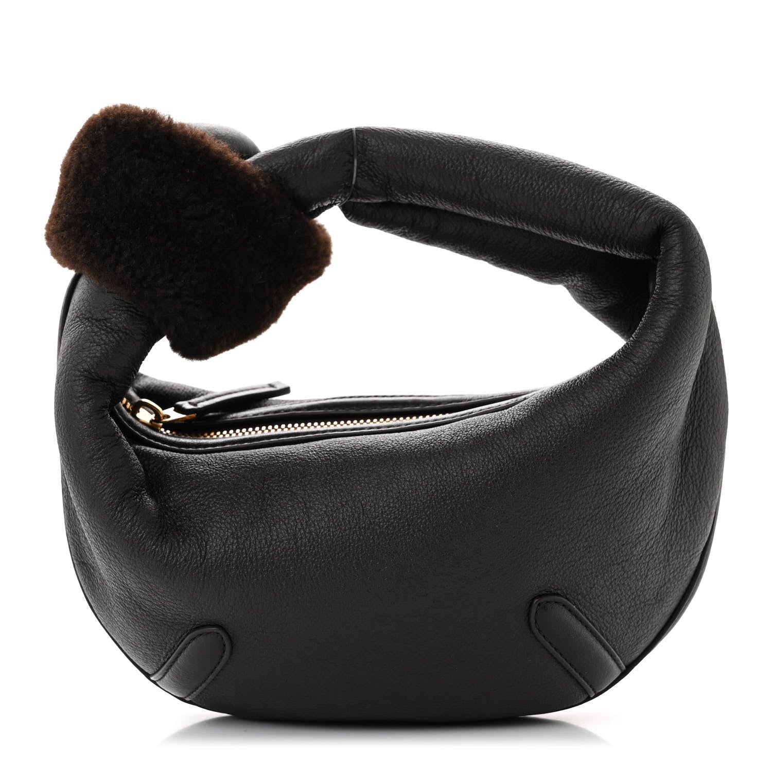 Bottega Veneta Calfskin Shearling Aviator Mini Jodie Dark Brown Fondant 1 of 10