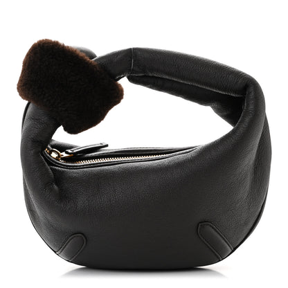 Bottega Veneta Calfskin Shearling Aviator Mini Jodie Dark Brown Fondant 1 of 10
