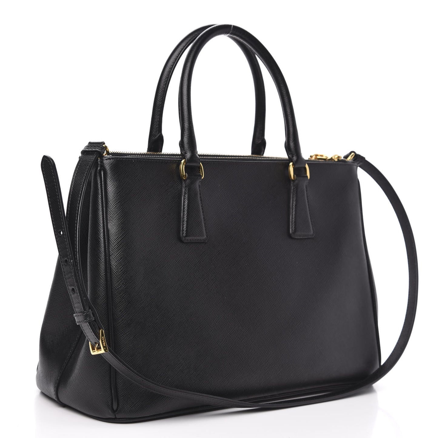 Saffiano Medium Galleria Double Zip Tote Black