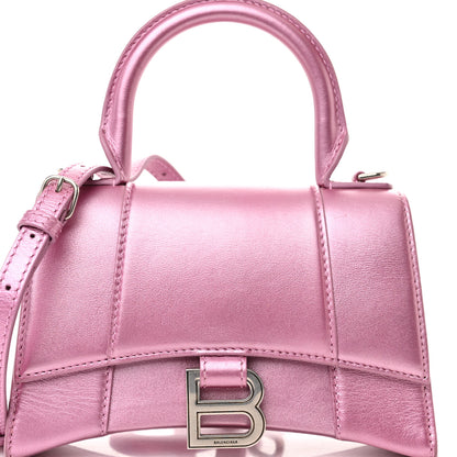 Balenciaga Metallic Shiny Calfskin Hourglass Top Handle Bag XS Pink 7 of 12