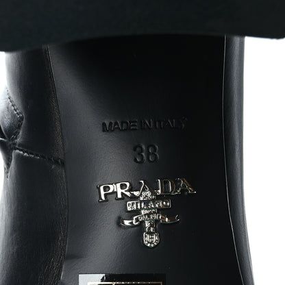 Prada Vitello Metal Triangle Logo Zip 65mm Boots 38 Black 6 of 6