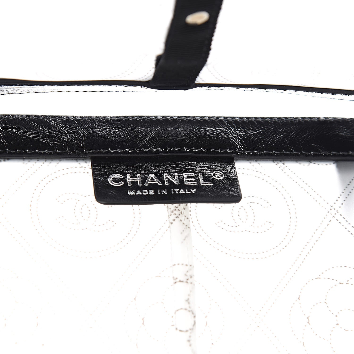 Chanel PVC Calfskin Coco Bag Raincoat White Black 4 of 6