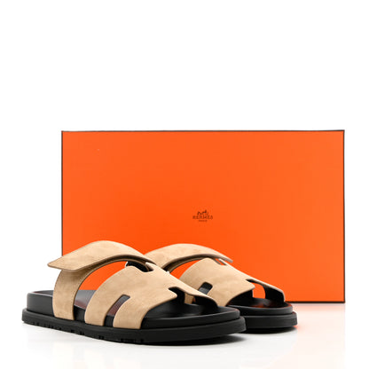 Hermes Suede Goatskin Mens Chypre Sandals 40 Beige Argile 11 of 11