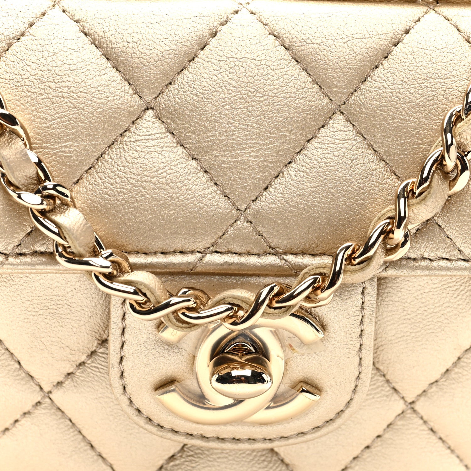 Chanel Metallic Lambskin Quilted CC In Love Heart Clutch With Chain Gold 8 of 9