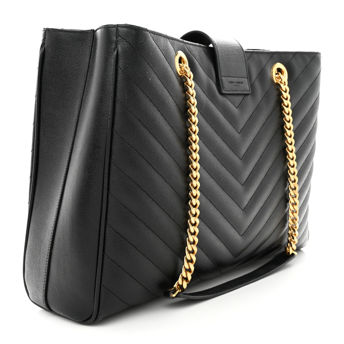 Grain De Poudre Matelasse Chevron Monogram Shopping Bag Black