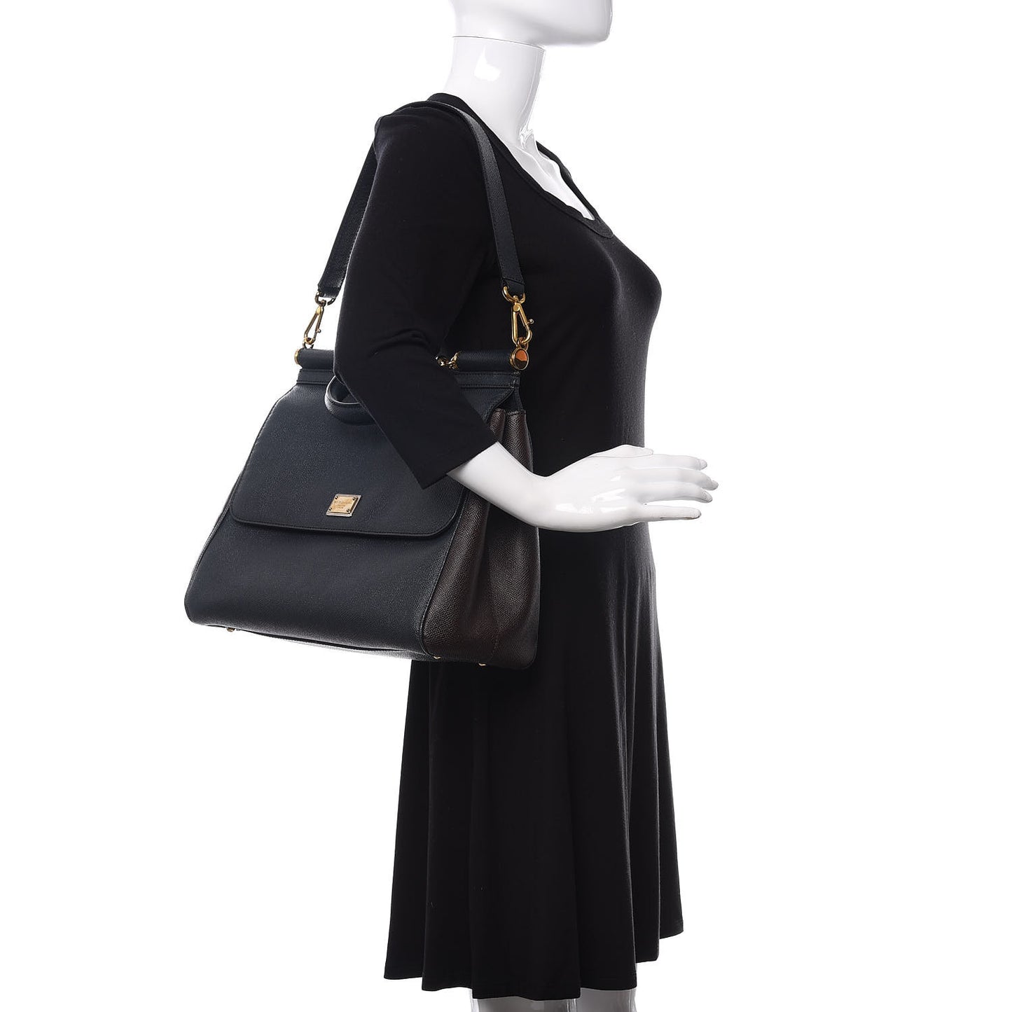 Dauphine Large Bi-Color Miss Sicily Satchel Black Brown