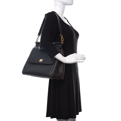 Dolce & Gabbana Dauphine Large Bi-Color Miss Sicily Satchel Black Brown 2 of 10