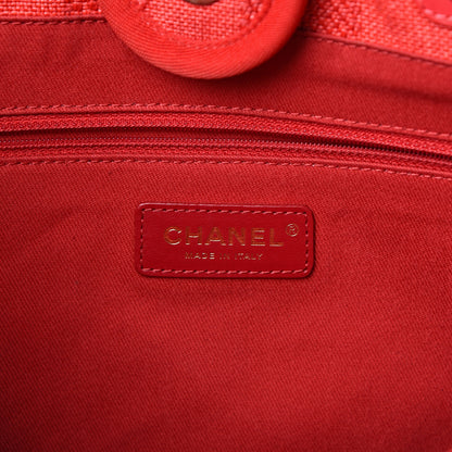 Chanel Mixed Fibers Striped Small Deauville Tote Red 5 of 15