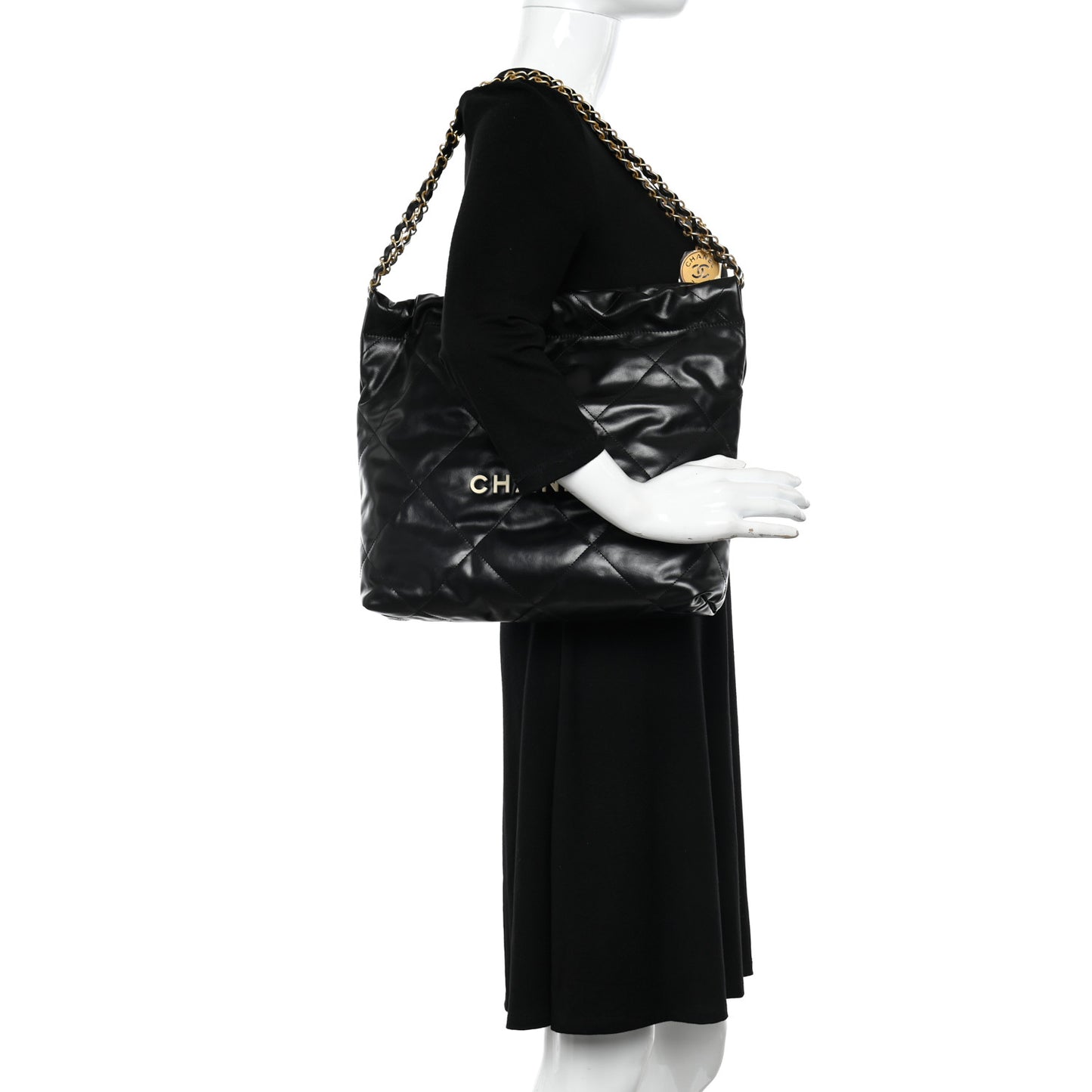 Calfskin Quilted Small Chanel 22 Black
