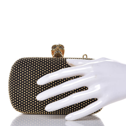 Alexander McQueen Suede Studded Skull Box Clutch Black 2 of 9