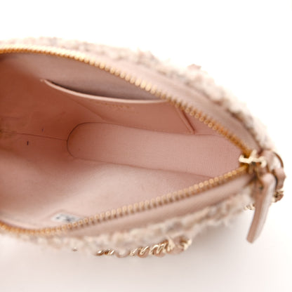 Chanel Cotton Wool Tweed Sequin Quilted Shiny Coco Clutch With Chain Light Pink Beige Ecru 4 of 12