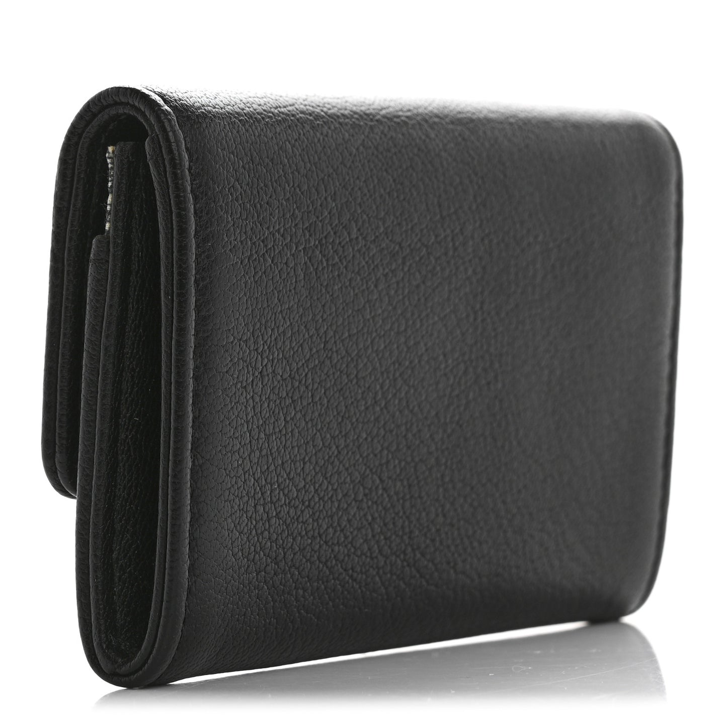 Goatskin Camellia CC Flap Card Holder Black