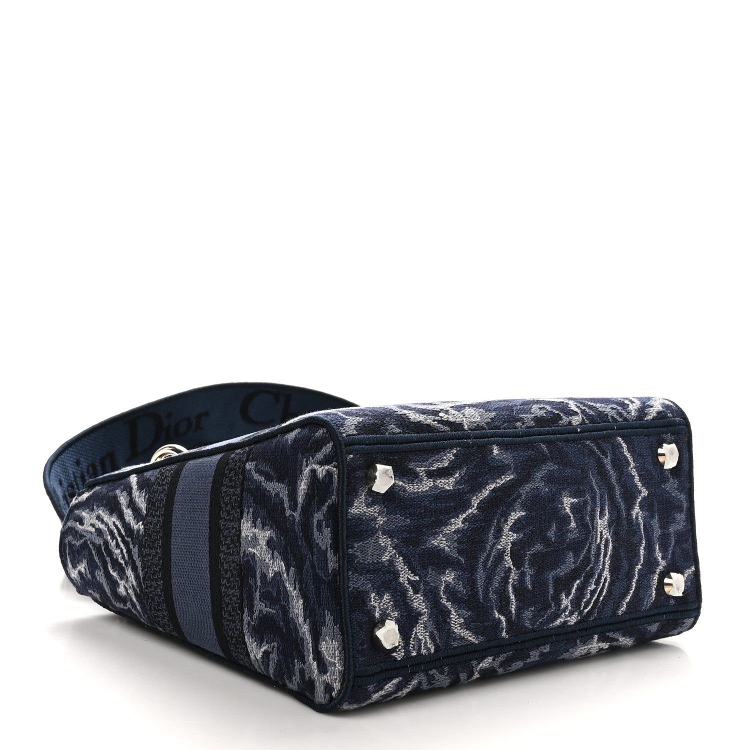 Christian Dior Canvas Embroidered Roses Medium Lady D-Lite  Blue 4 of 9