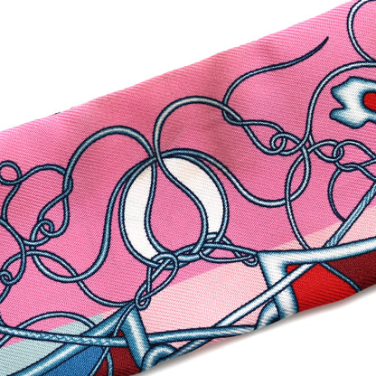 Hermes Silk Coup De Fouet Au Bloc Twilly Rouge Rose Bleu 4 of 4