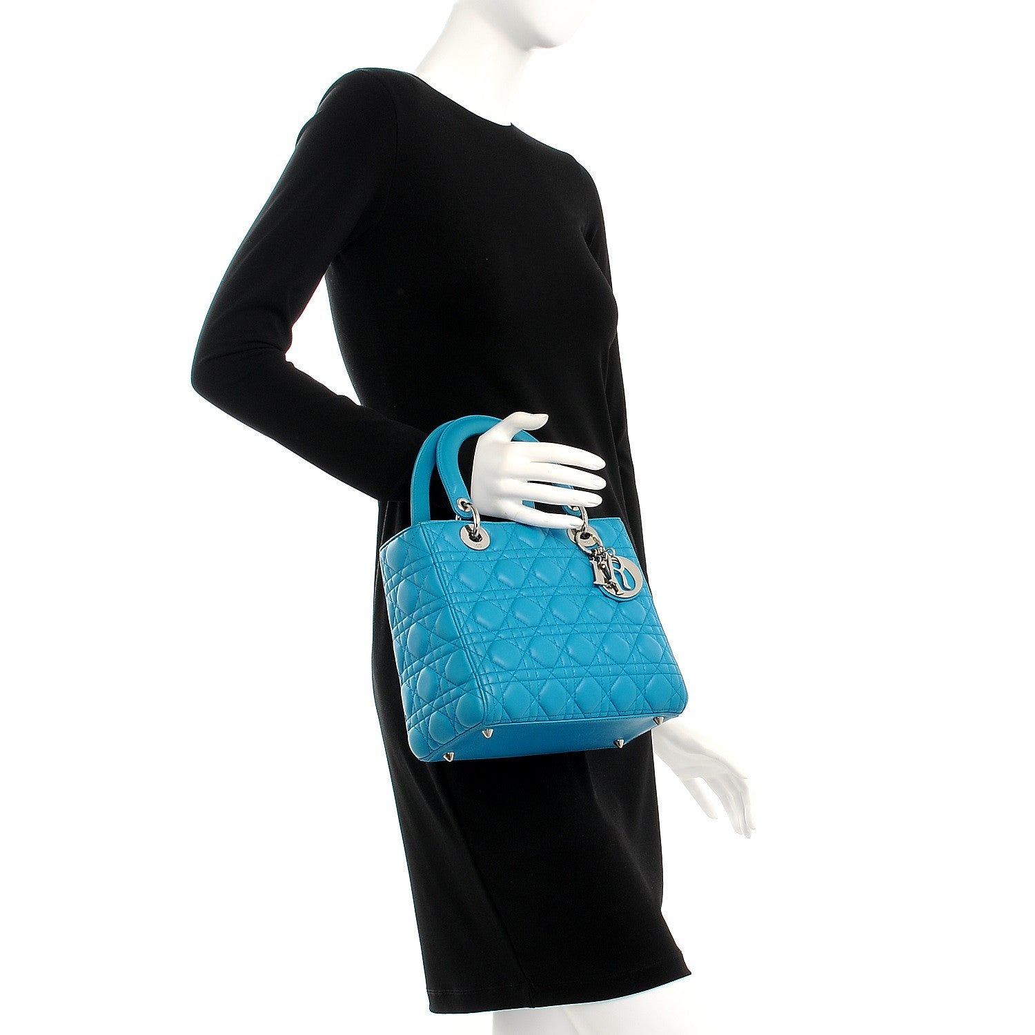 Christian Dior Lambskin Cannage Medium Lady Dior Turquoise 3 of 8