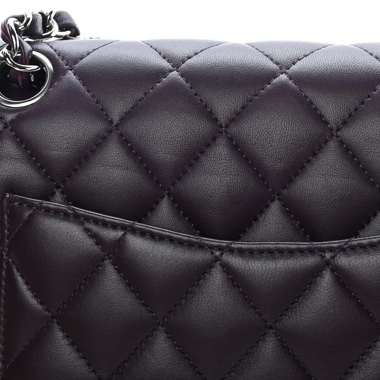 Lambskin Quilted Small Double Flap Purple