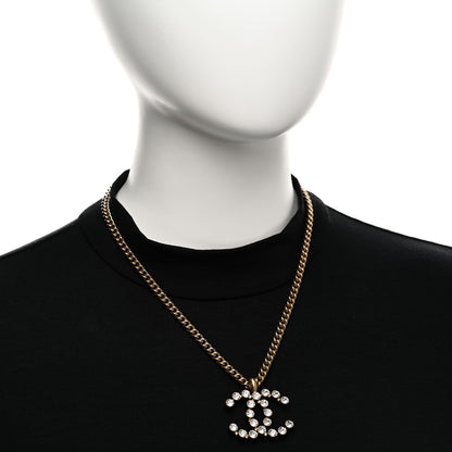 Chanel Crystal CC Pendant Necklace Gold 2 of 5