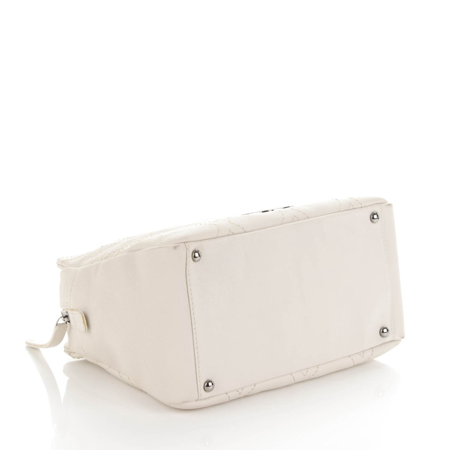 Calfskin Small Diamond Stitch Tote White