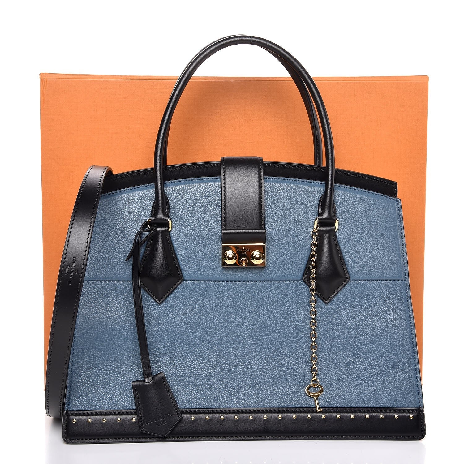 Louis Vuitton Taurillon Cour Marly MM Blue 9 of 9