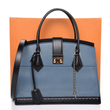 Louis Vuitton Taurillon Cour Marly MM Blue 9 of 9