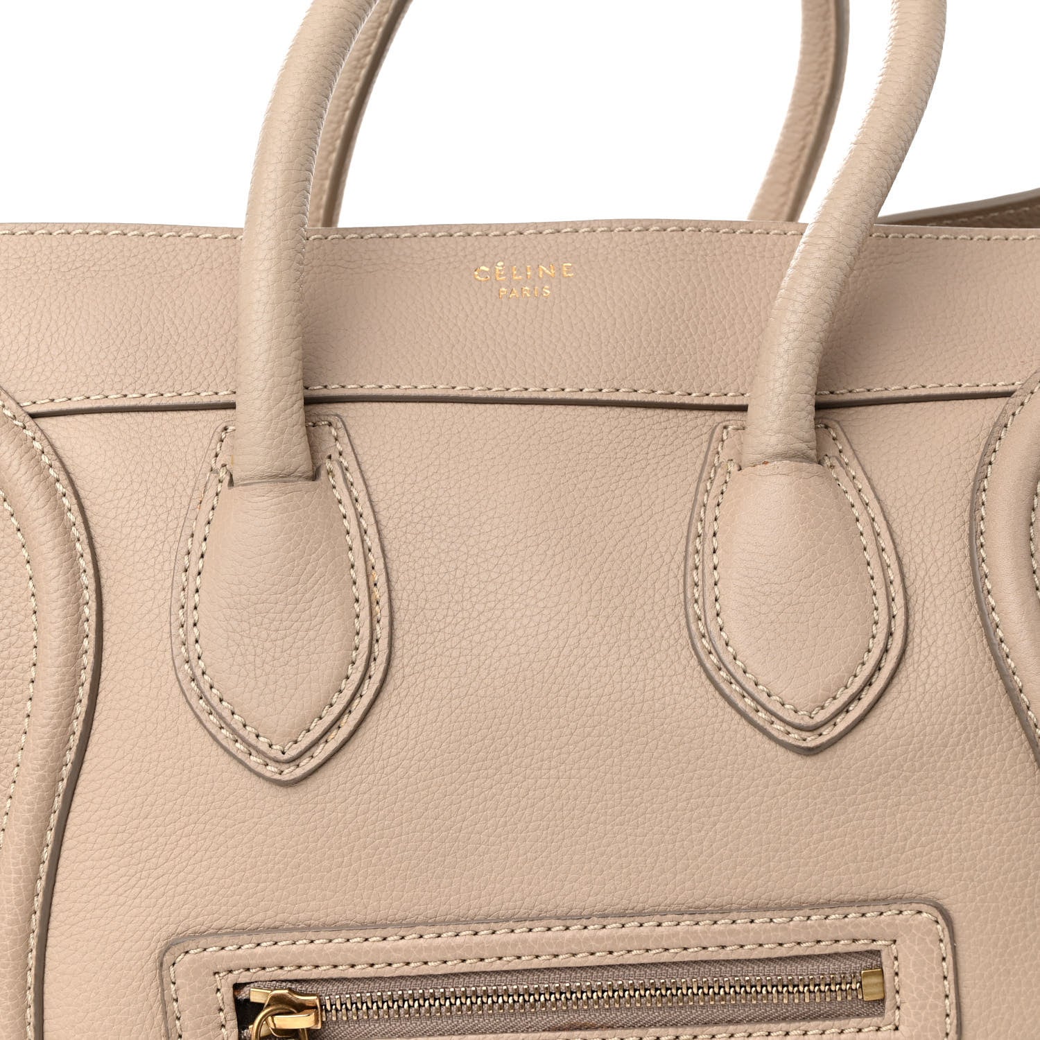 Celine Drummed Calfskin Mini Luggage Dune 6 of 20