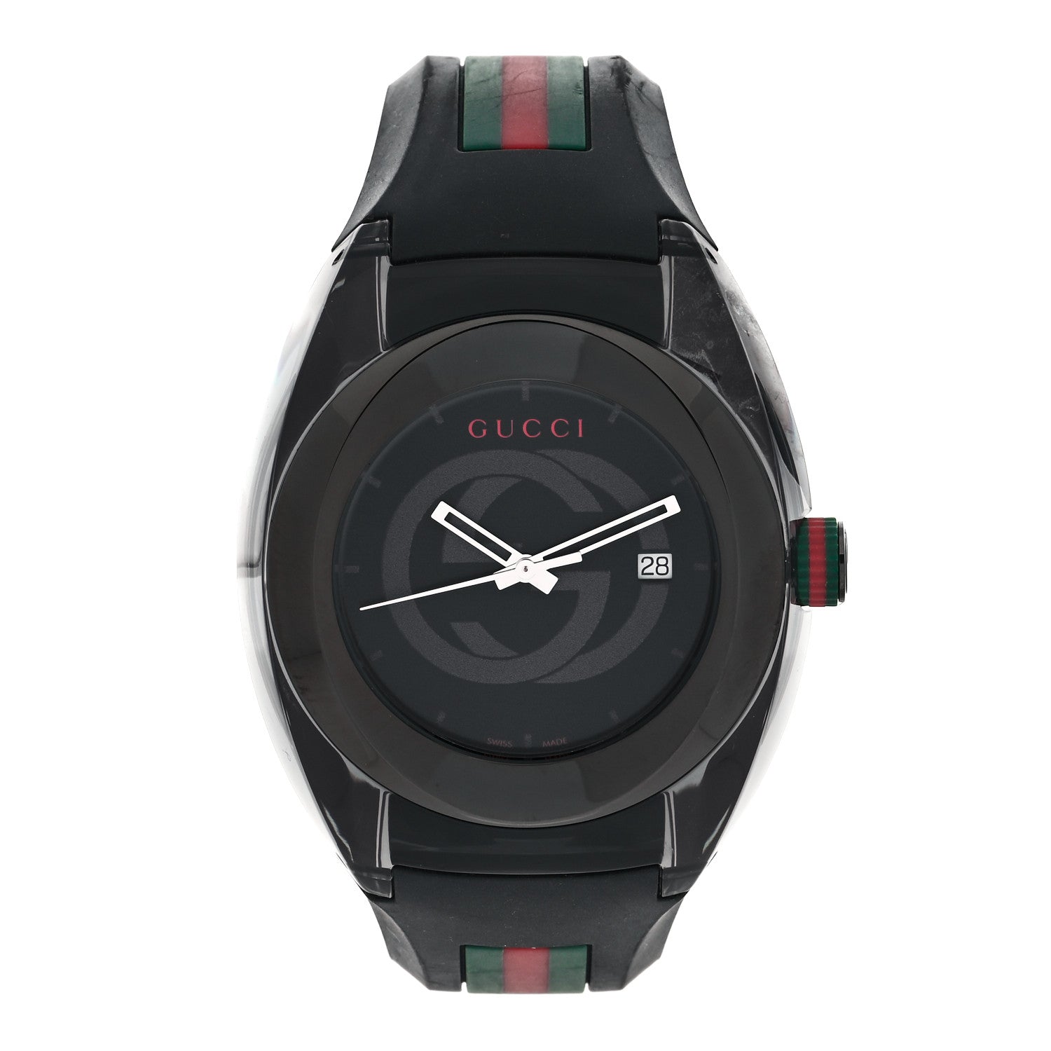 Gucci Stainless Steel Rubber 46mm Sync Web Quartz Watch Black 1 of 5