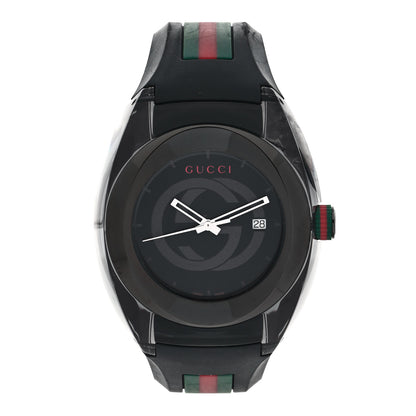 Gucci Stainless Steel Rubber 46mm Sync Web Quartz Watch Black 1 of 5