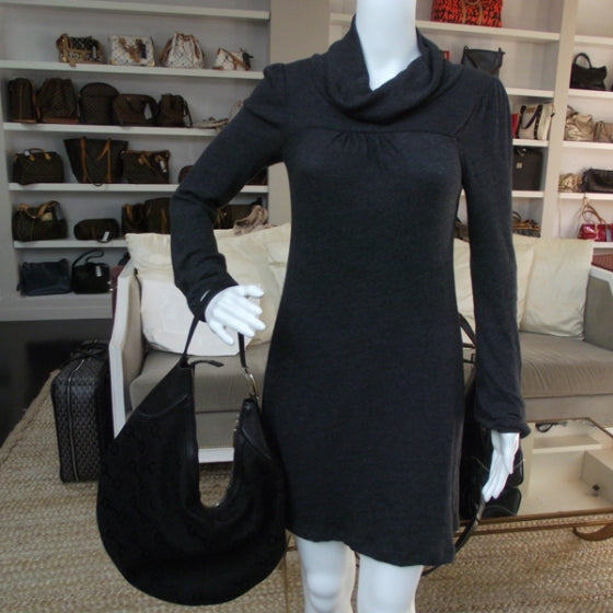 Canvas Horsebit Hobo Black