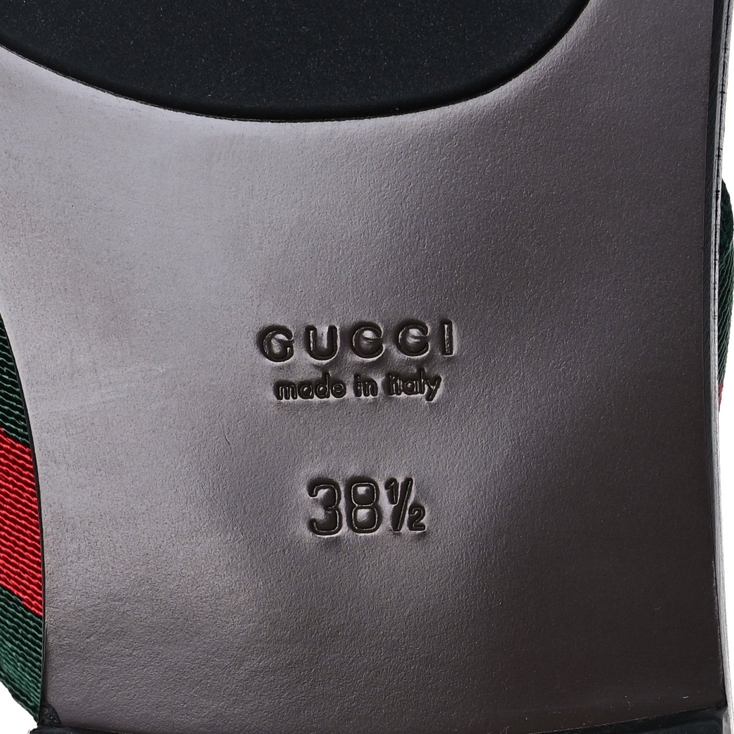 Gucci Nylon Calfskin Web GG Monogram Womens Thong Sandals 38.5 Green Red Cocoa 7 of 8