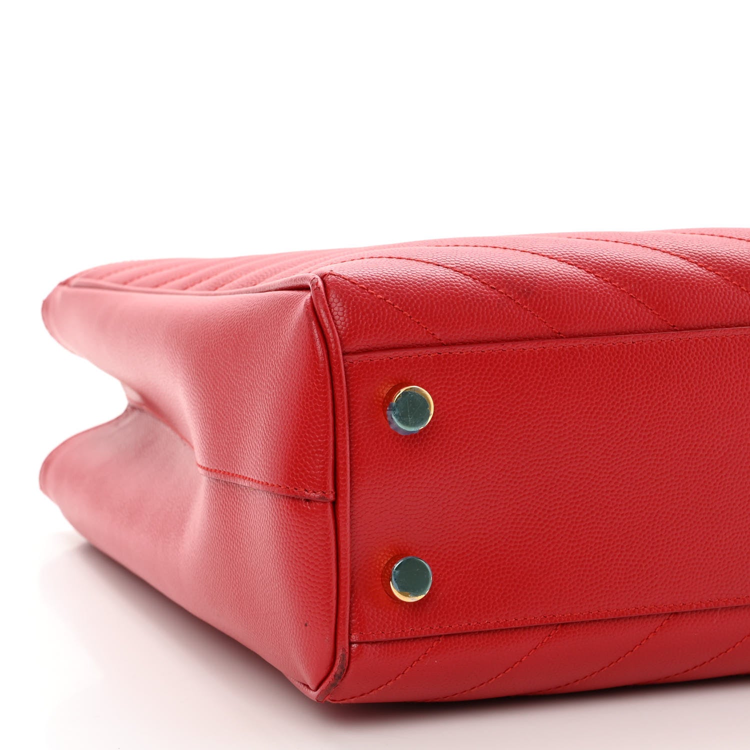 Saint Laurent Grain De Poudre Matelasse Chevron Monogram Shopping Bag Red 10 of 12