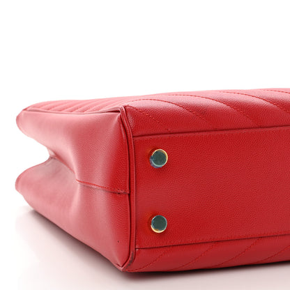 Saint Laurent Grain De Poudre Matelasse Chevron Monogram Shopping Bag Red 10 of 12