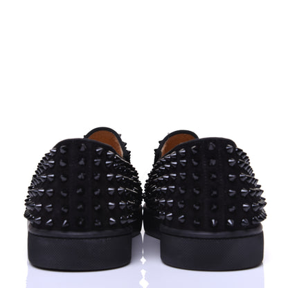 Christian Louboutin Velvet Spikes Mens Roller Boat Flats 44 Black 6 of 11