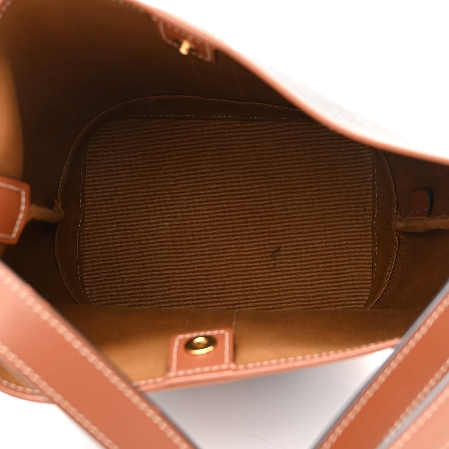 Triomphe Canvas Calfskin Small Bucket Bag Tan