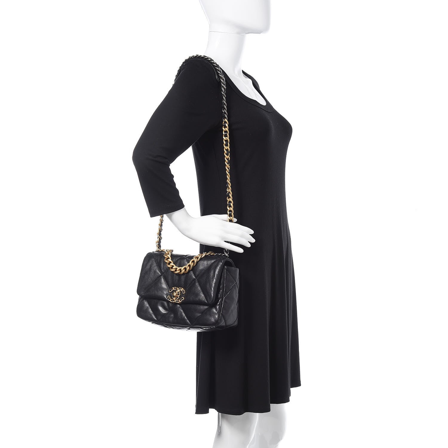 Chanel Lambskin Quilted Medium 19 Flap Black 2 of 10