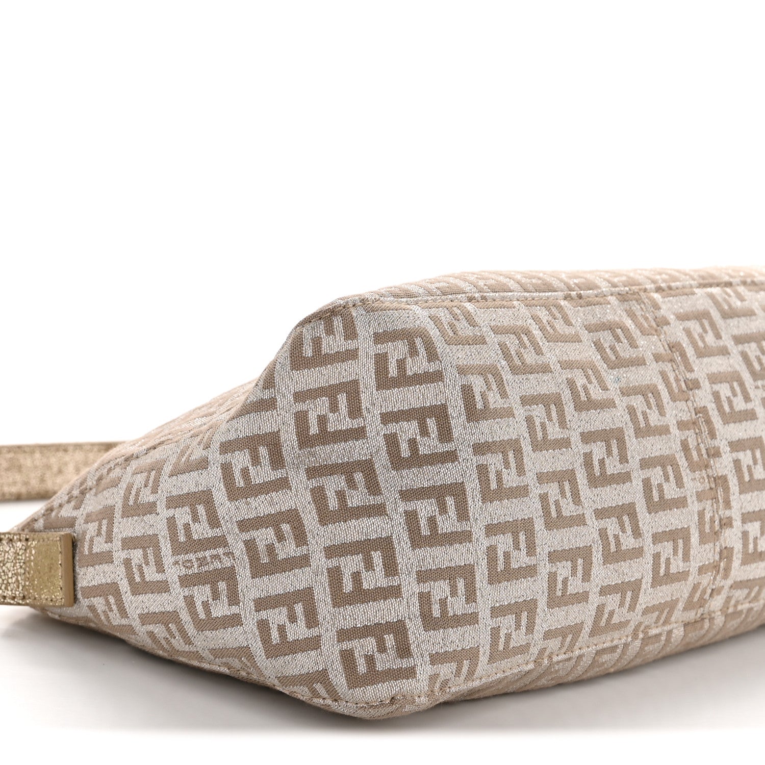 Fendi Metallic Jacquard Zucchino Vitello Pochette Cipria Argento Grigio 9 of 13