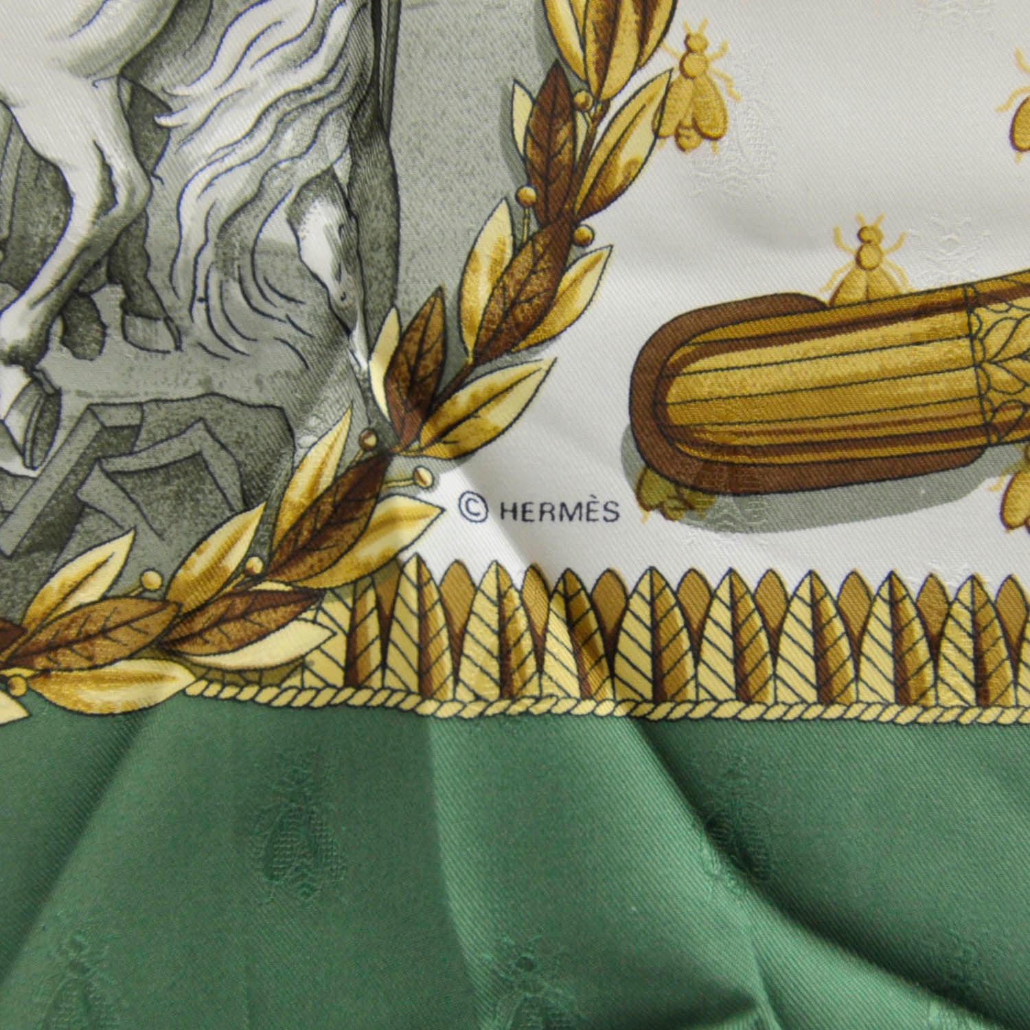 Hermes Silk Napoleon Scarf 90 Green 2 of 3