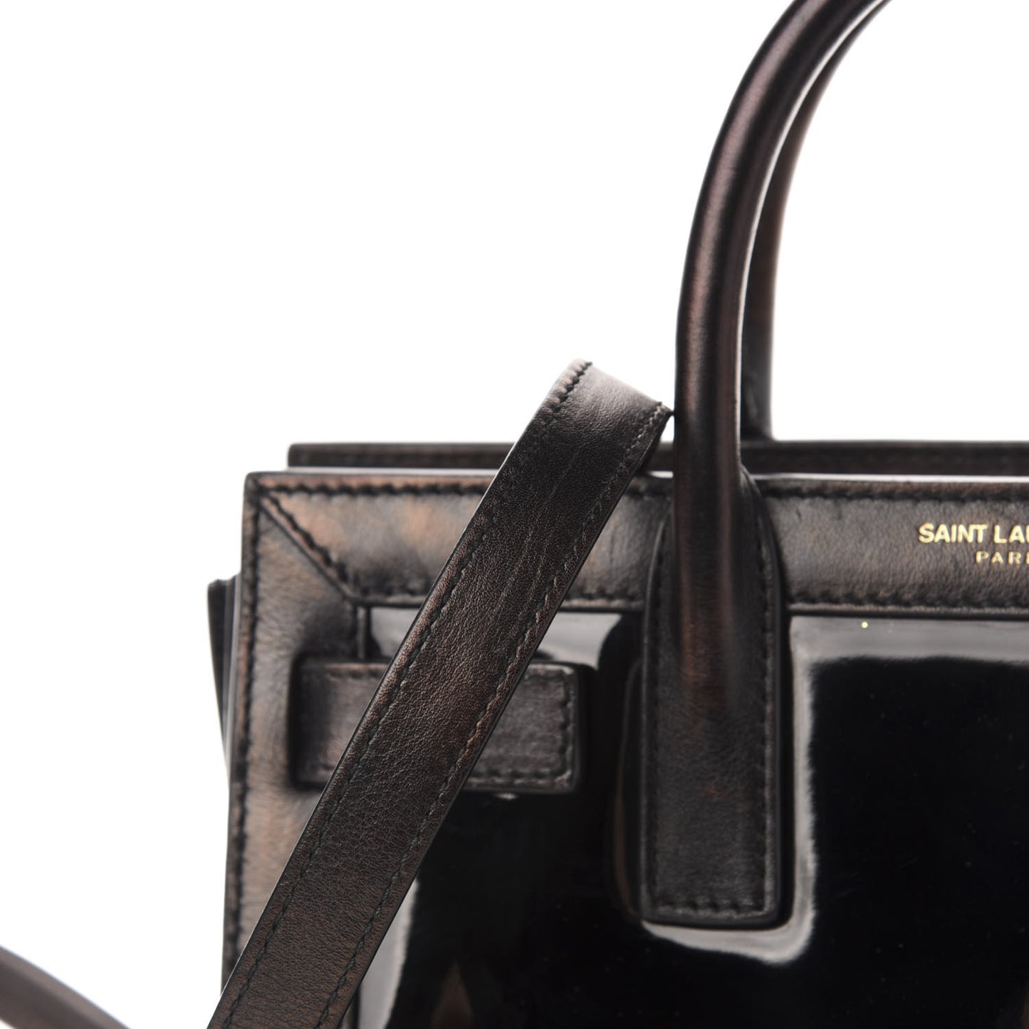 Patent Calfskin Nano Sac de Jour Black