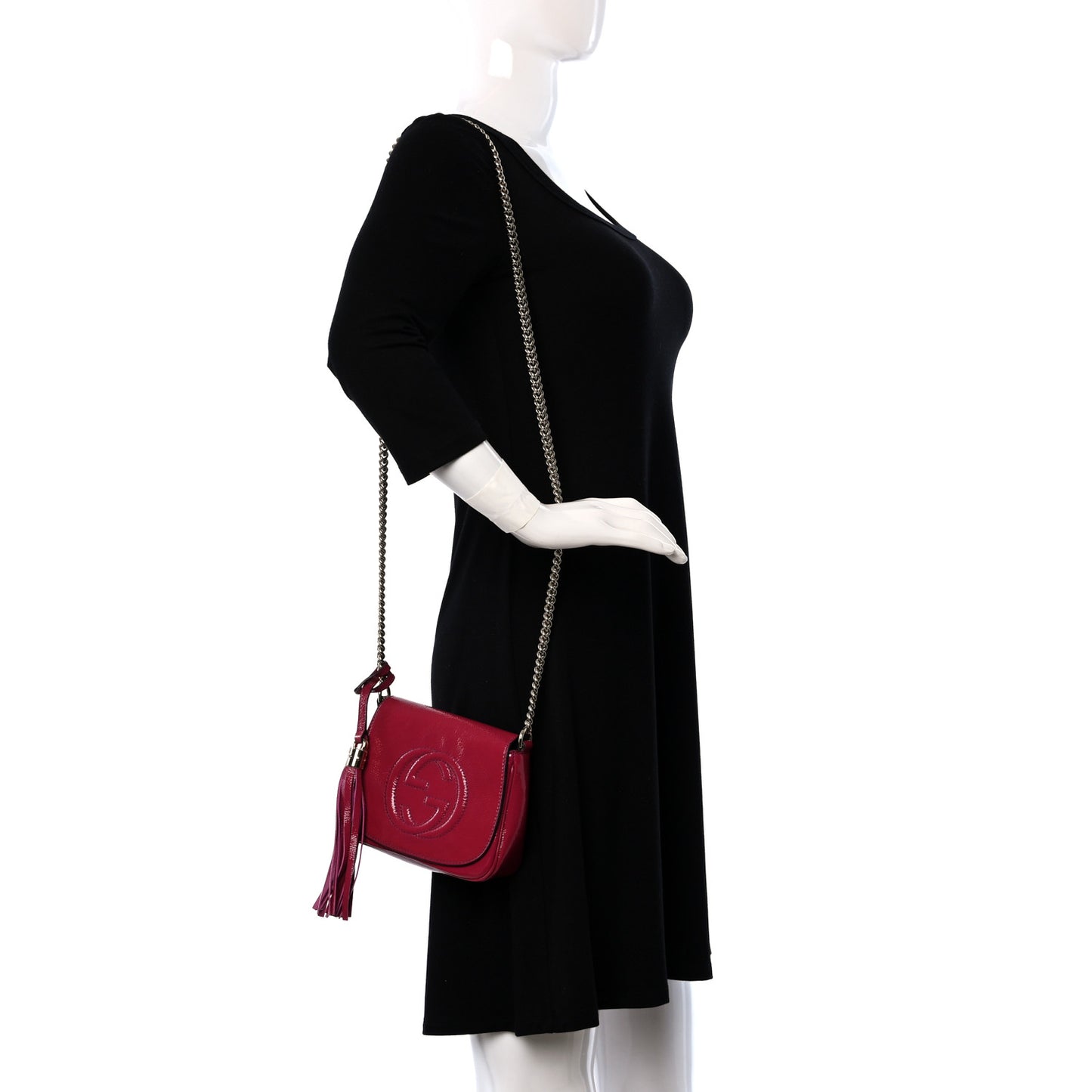 Vernice Naplack Small Soho Flap Crossbody Bright Bougainvillea