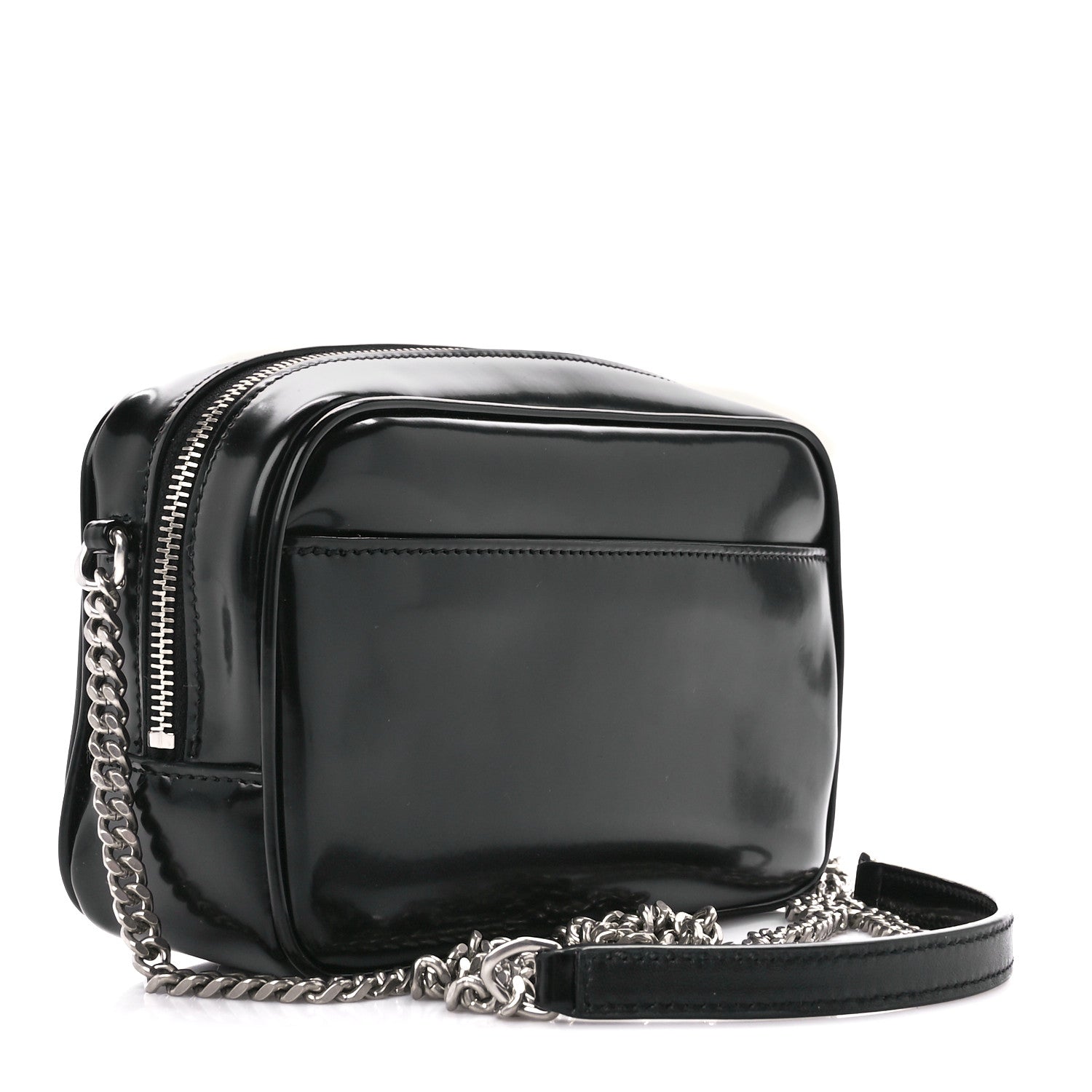Saint Laurent Shiny Calfskin Monogram Mini Lou Camera Bag Black 3 of 11