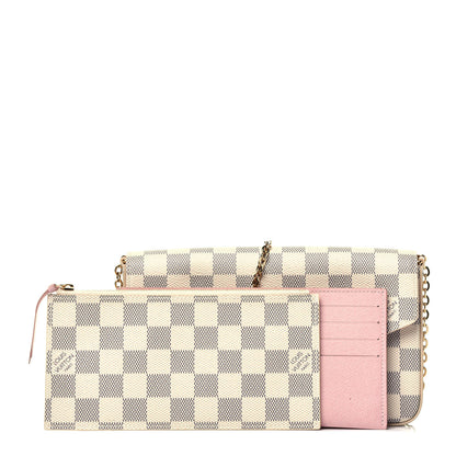 Louis Vuitton Damier Azur Pochette Felicie Chain Wallet Rose Ballerine 3 of 10