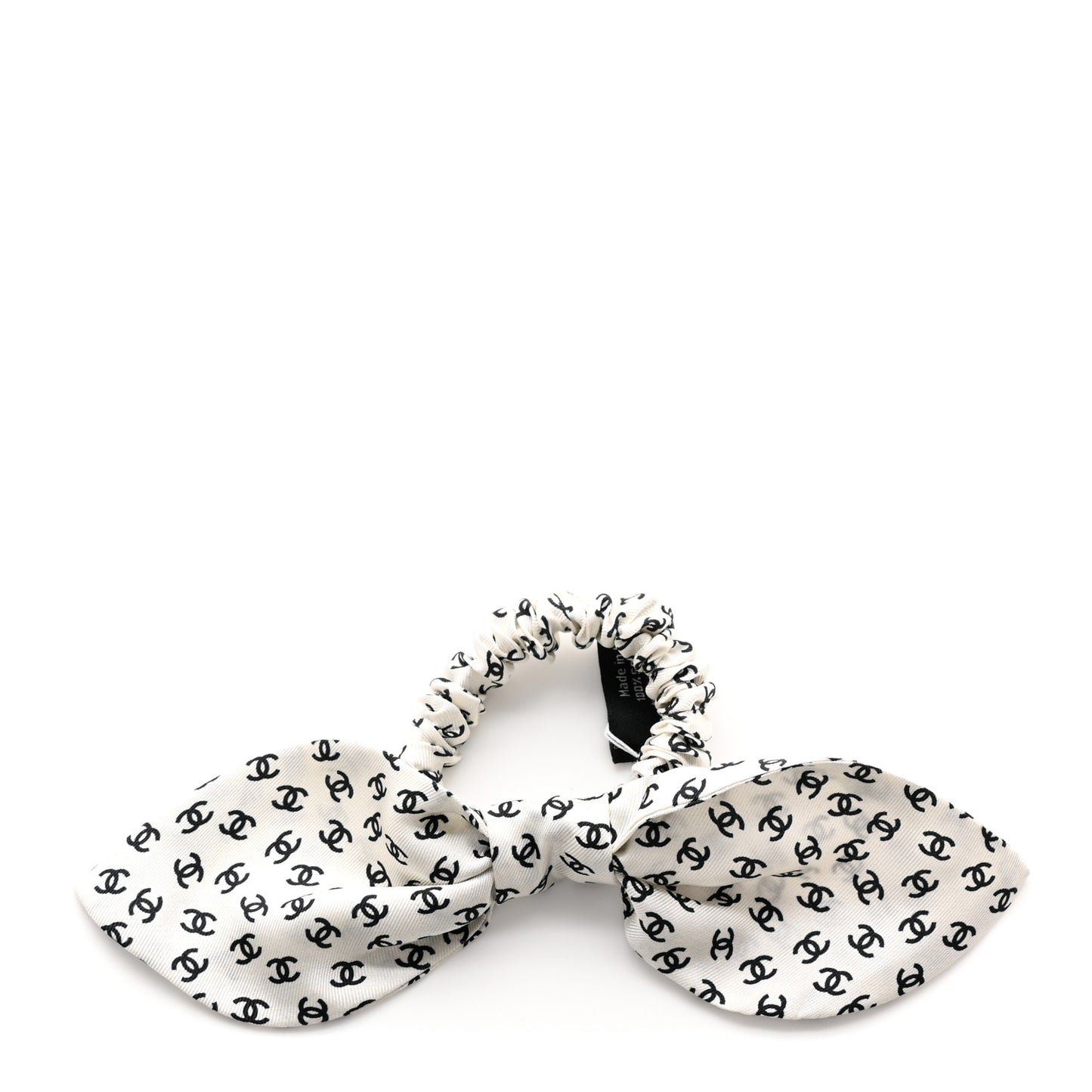 Silk Twill CC Scarf Hair Tie Black White