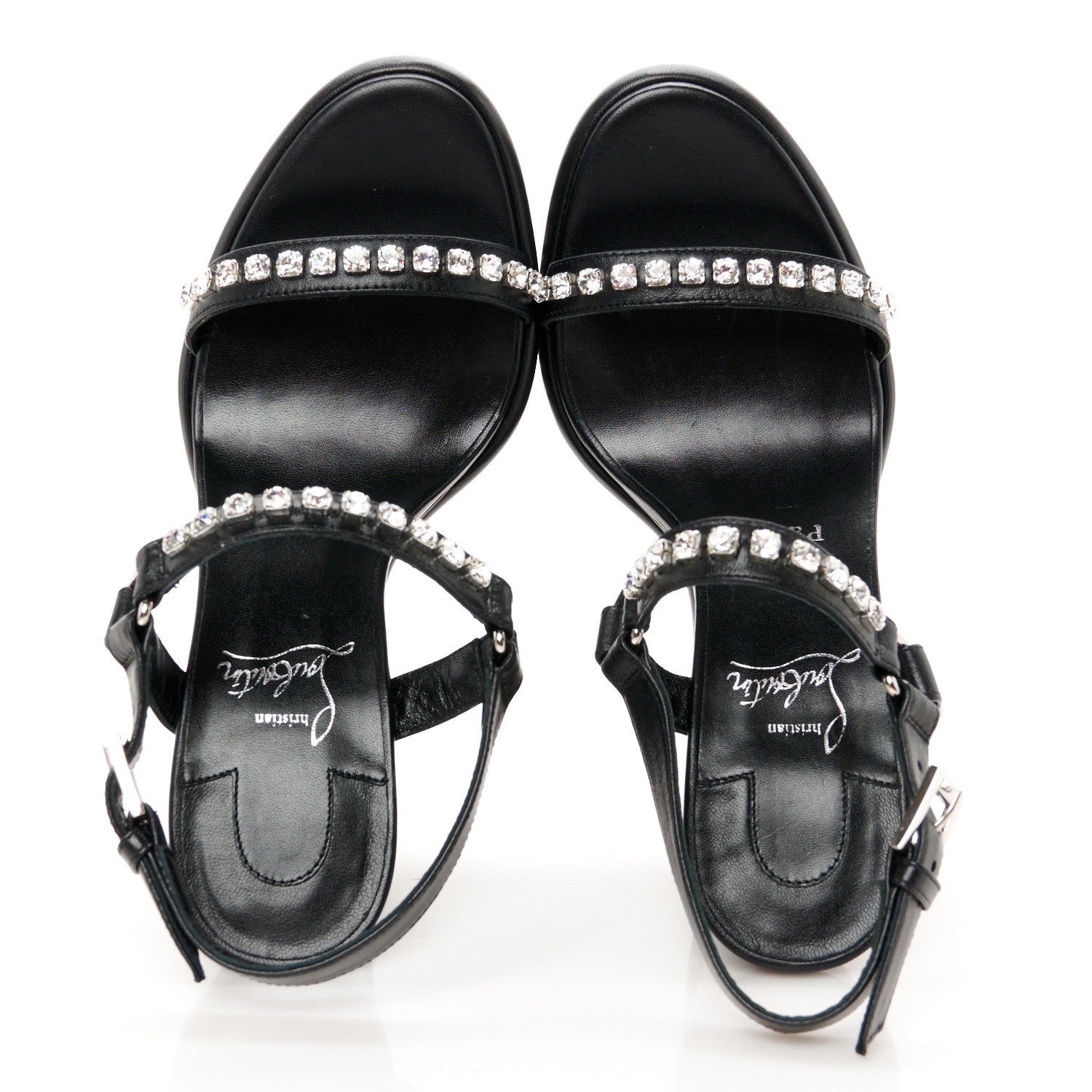 Christian Louboutin Nappa Crystal Pyrastrass 110 Wedge Sandals 37 Black 2 of 10